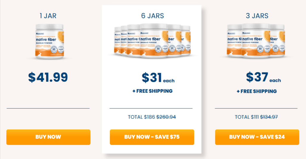 NativePath Fiber Baobab Powder Pricing Details